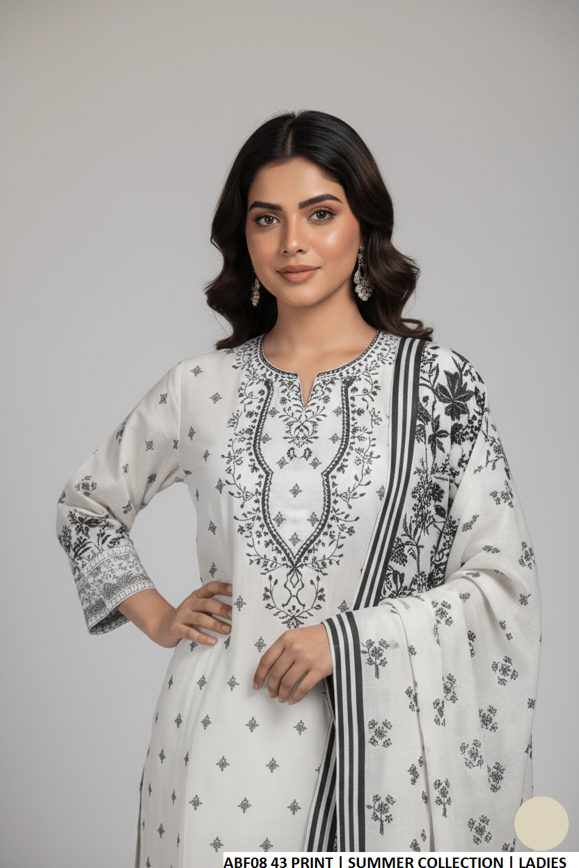Pakistani women's lawn straight printed casual outfit back view