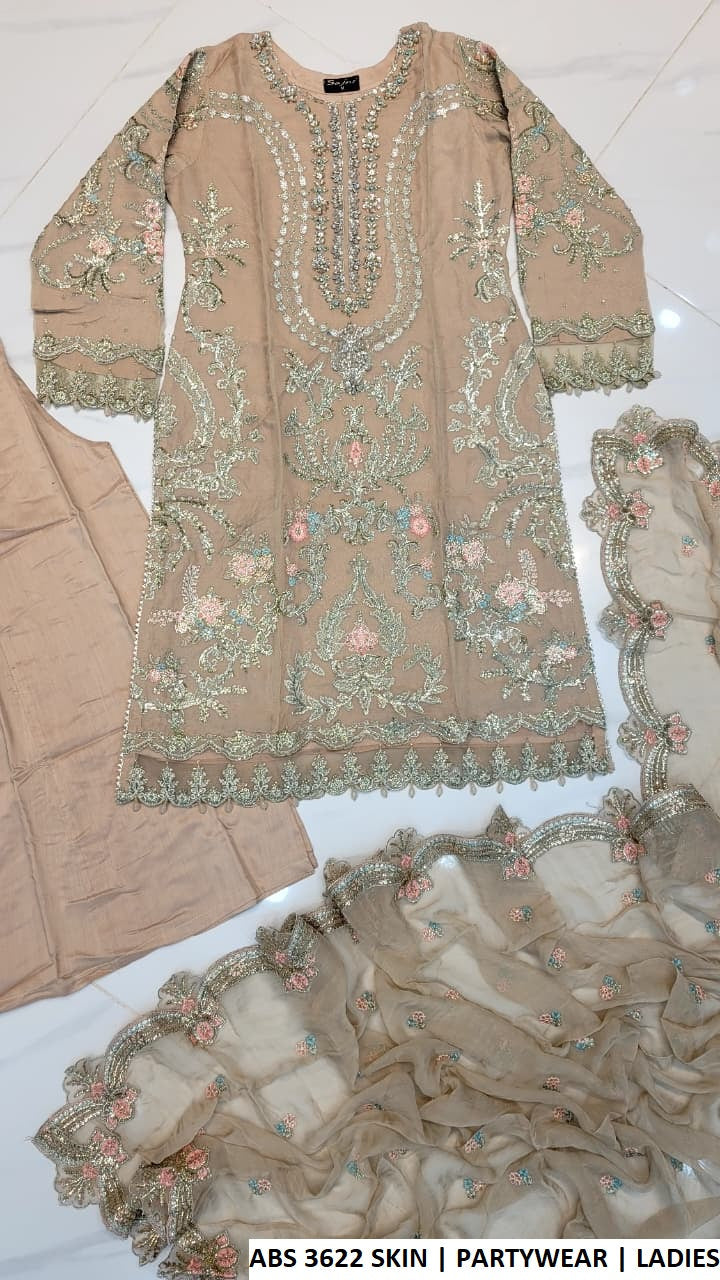 ABS 3622 SKIN - Skin Chiffon Straight 3-Piece Women's Pakistani Suit