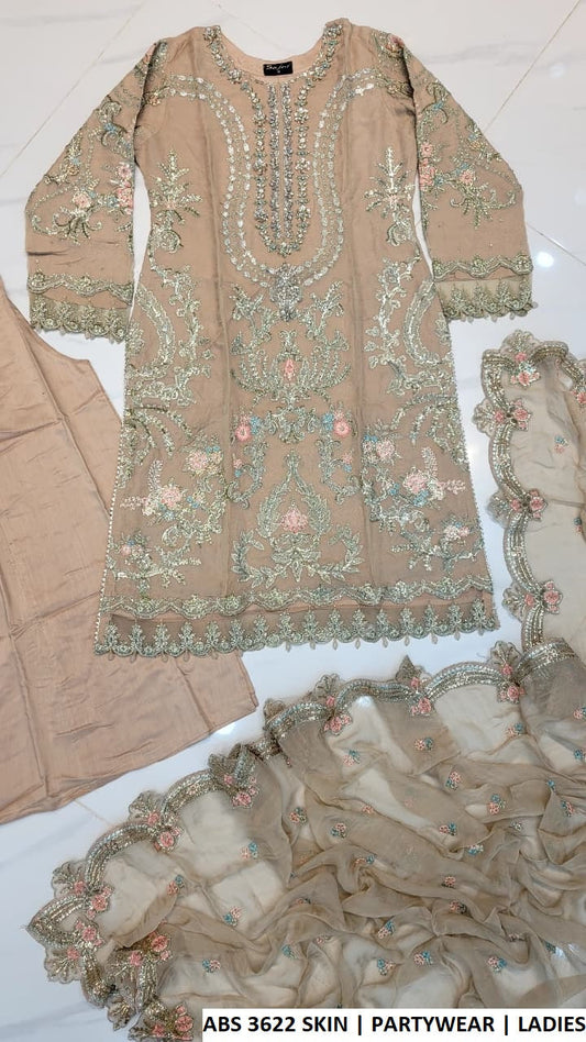 ABS 3622 SKIN - Skin Chiffon Straight 3-Piece Women's Pakistani Suit