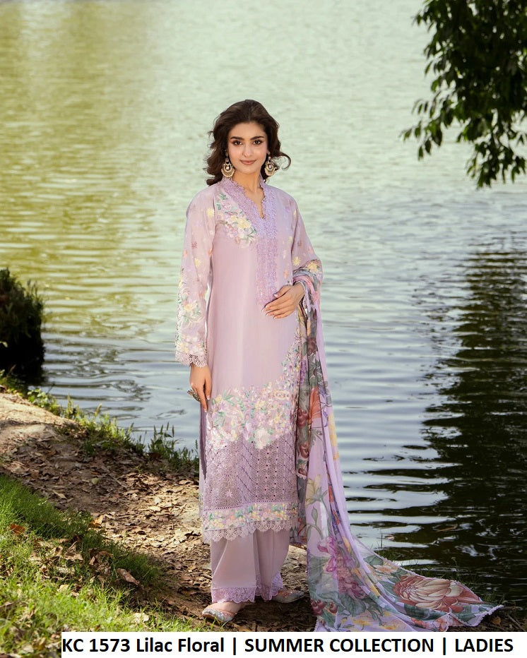 KC Sunehri 1573 - Lilac Embroidered Lawn 3-Piece Ready to Wear Pakistani Suit