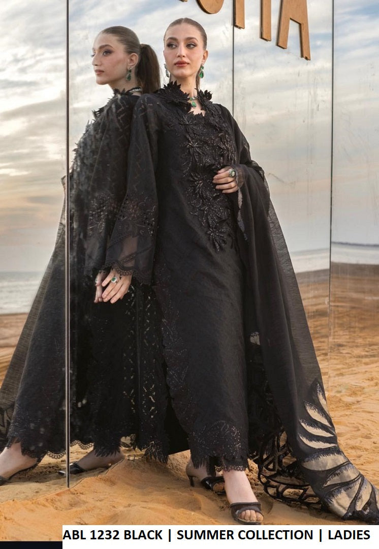 Khadi net A-Line shirt plazo - Pakistani women's elegant casual outfit with organza karandi dupatta front view