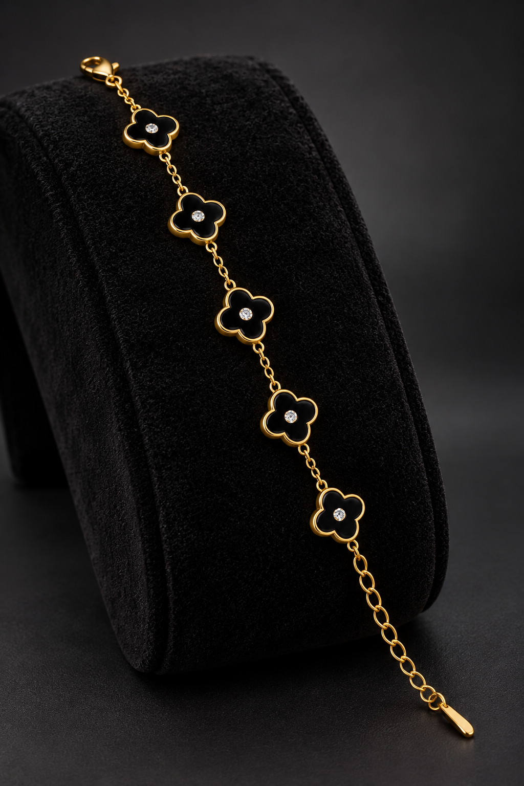 JW10 – Black Clover Gold-Tone Bracelet