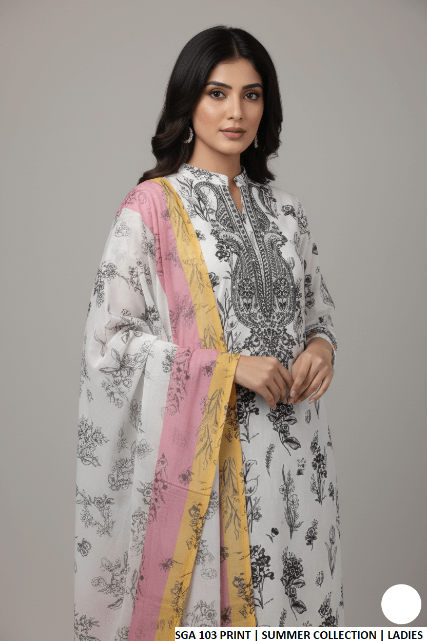Pakistani women's lawn straight printed casual shirt side view