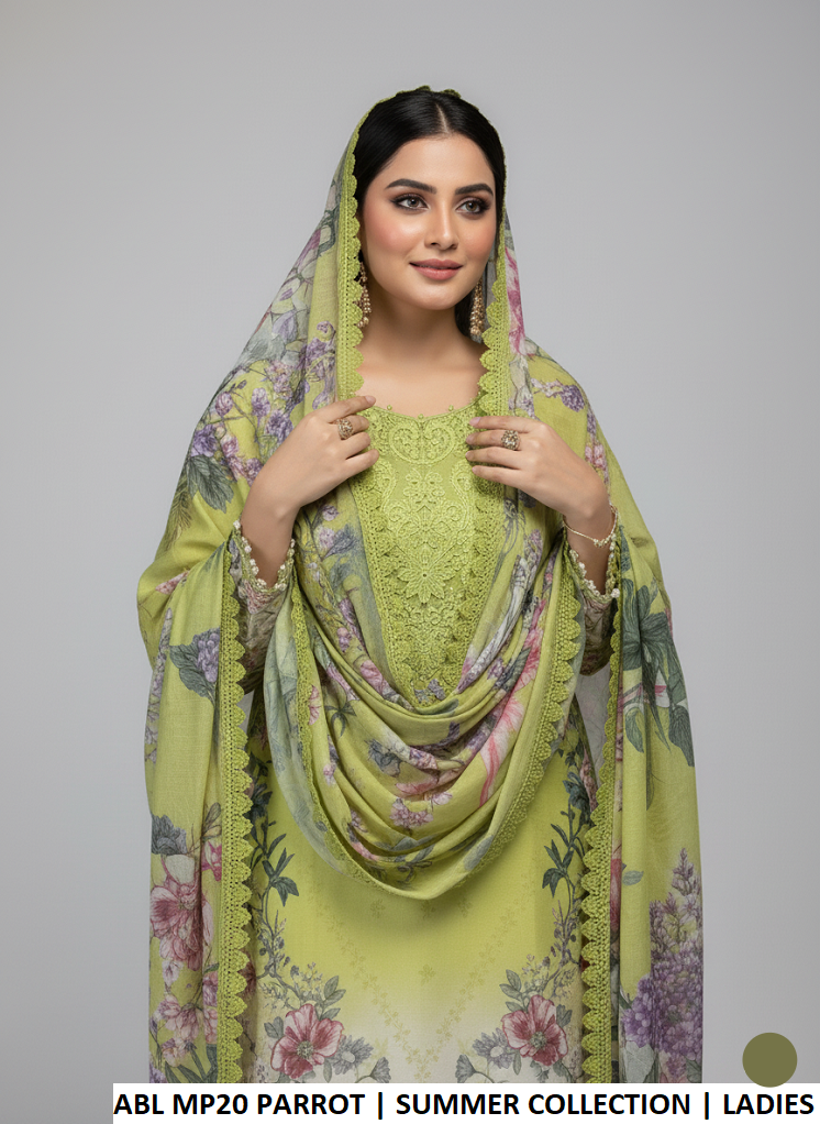 Parrot green poly lawn Pakistani women's straight shirt side view