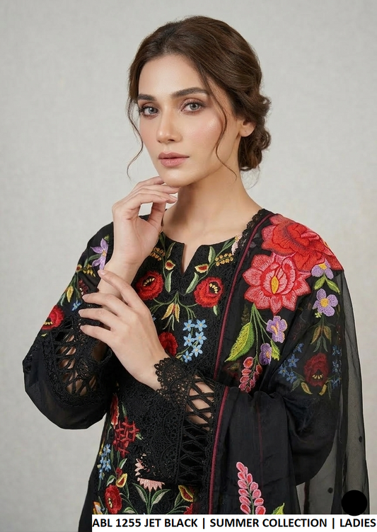 Jet black cotton Pakistani women's casual straight shirt side view