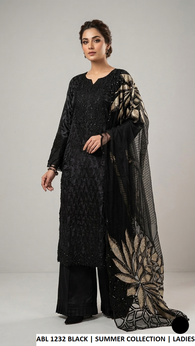 Pakistani women's khadi net A-Line shirt with plazo side view