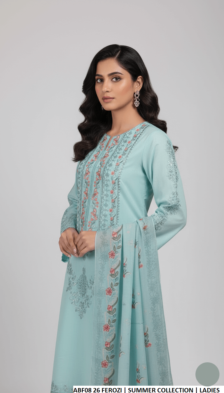 Ferozi cotton Pakistani women's casual straight shirt side view