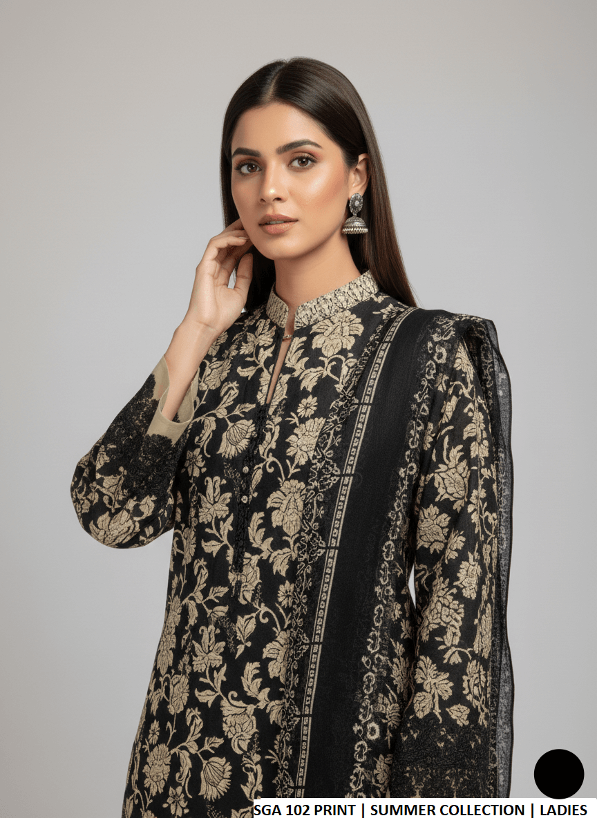 Pakistani women's lawn straight printed casual shirt side view