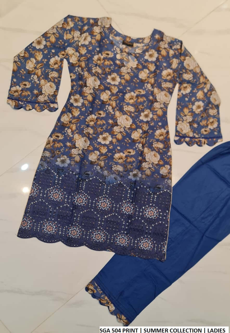 Pakistani women's lawn straight printed casual outfit back view
