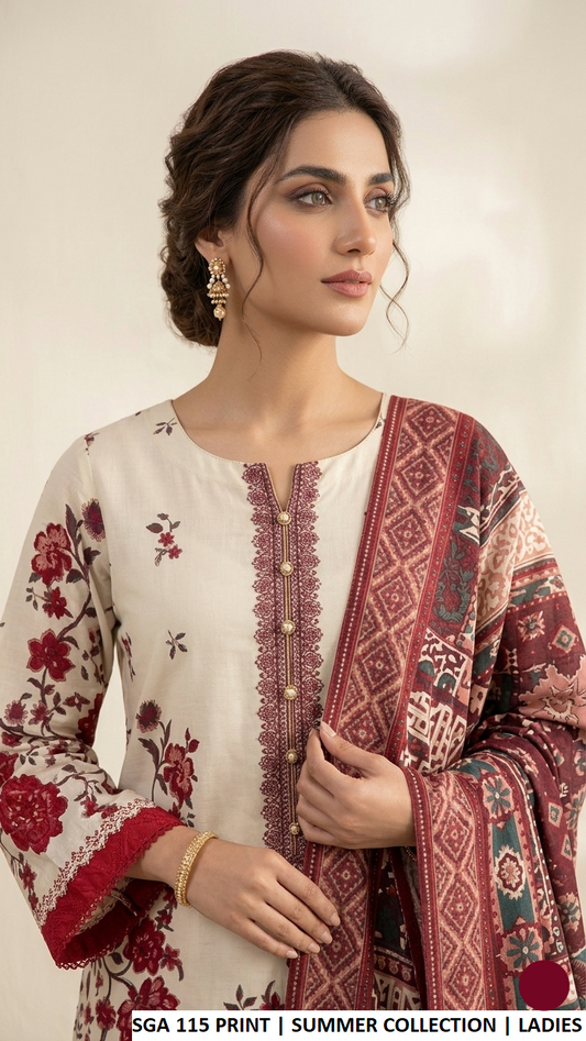 Pakistani women's lawn A-Line printed casual shirt side view