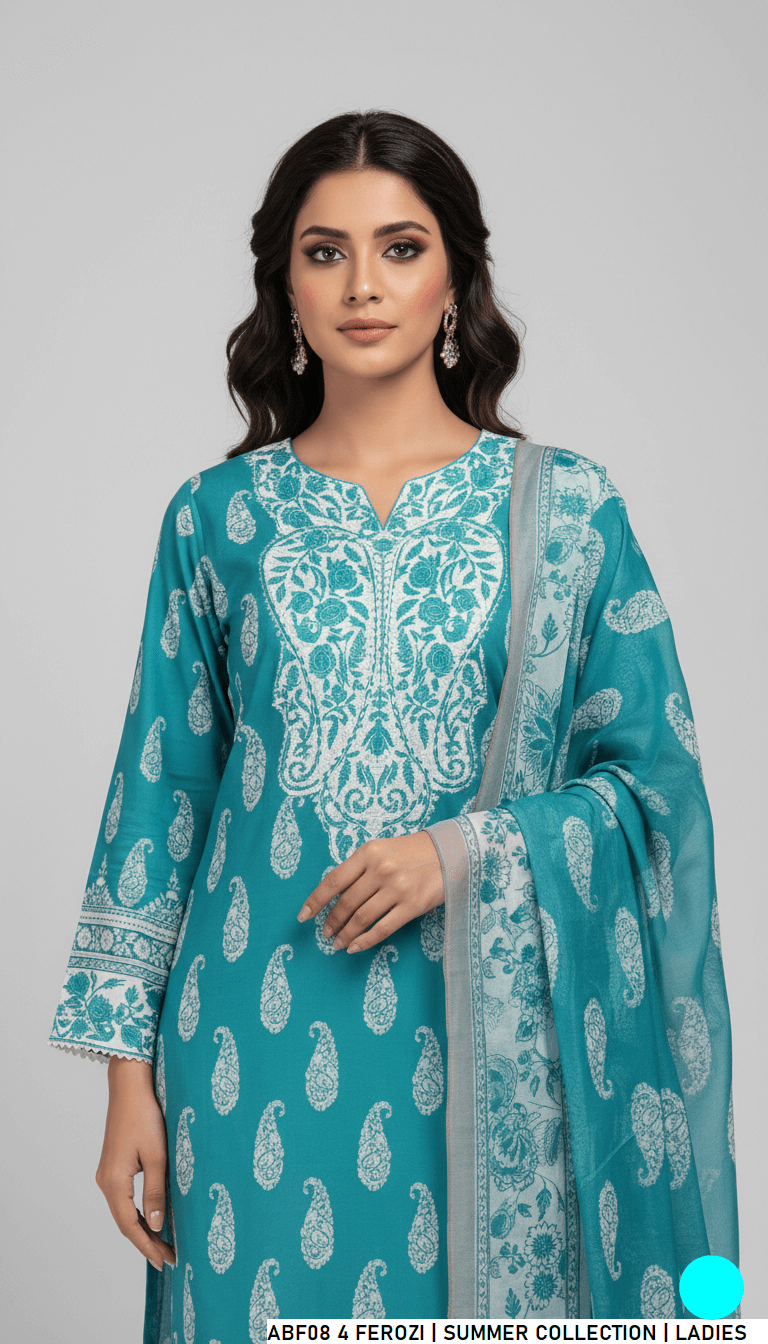 Pakistani women's cotton straight printed casual shirt side view
