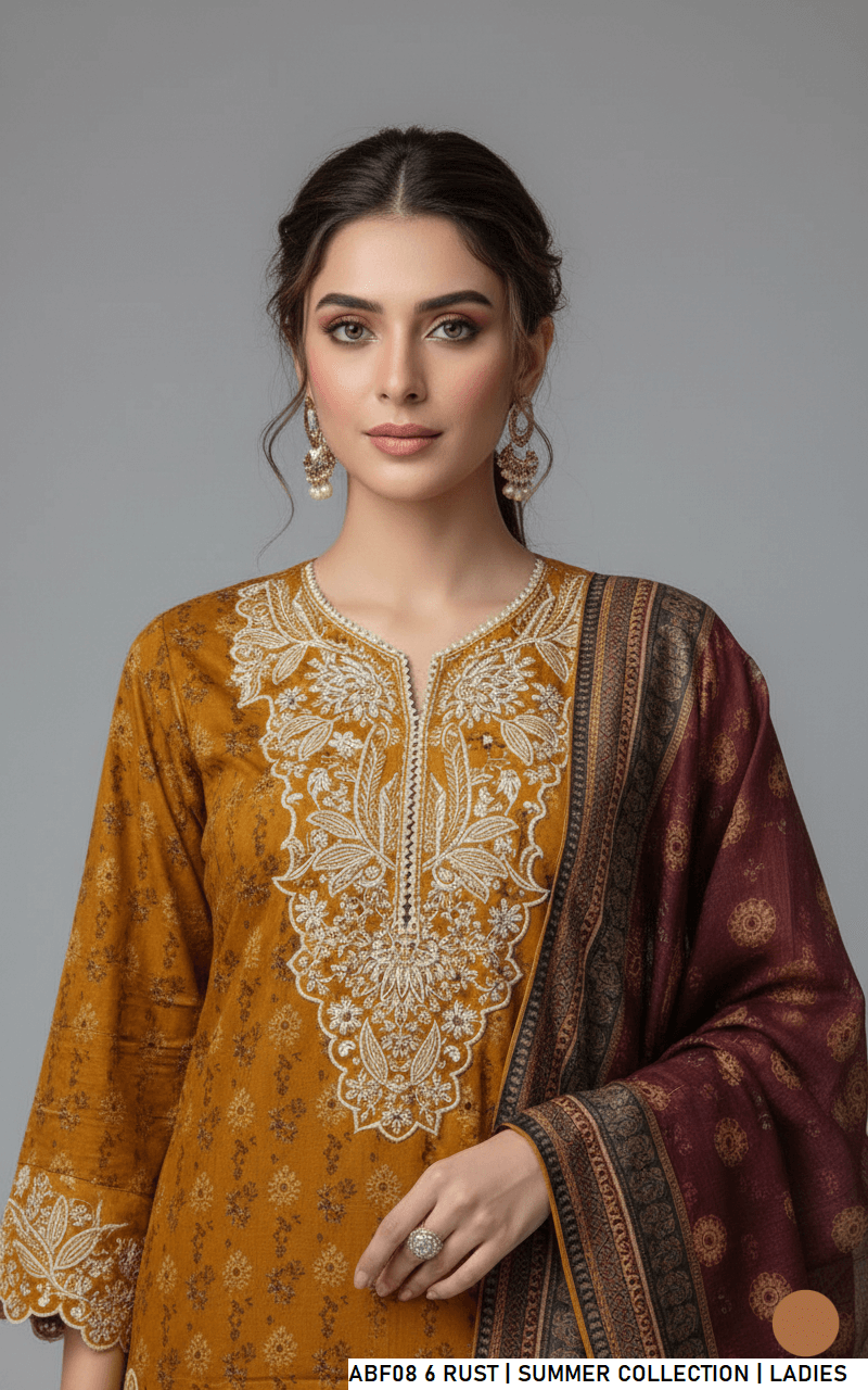 Pakistani women's lawn straight printed casual shirt side view