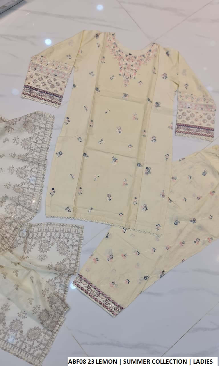 Pakistani women's lemon yellow cotton straight shirt farshi shalwar back view