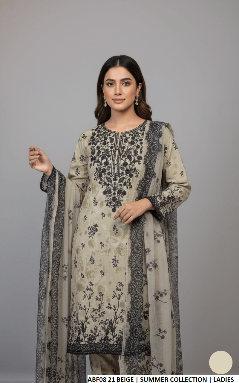 Pakistani women's lawn straight printed casual shirt side view