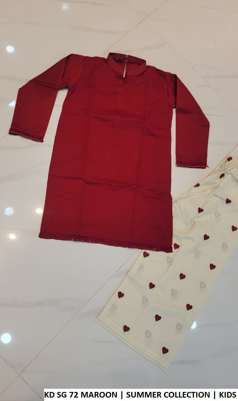 KD SG 72 MAROON - Maroon Cotton Straight Women's Plazo Suit for Casual Wear