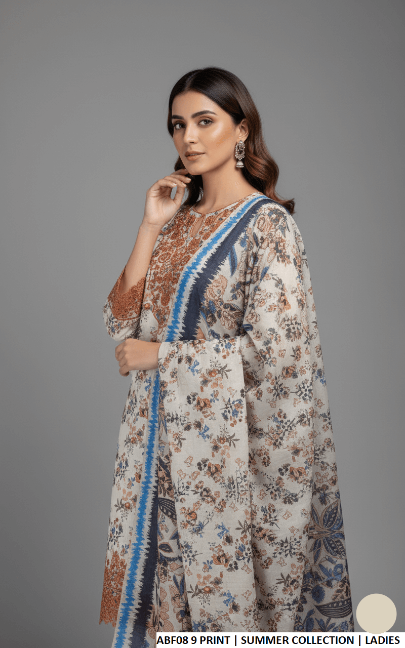 Pakistani women's lawn straight printed casual shirt side view