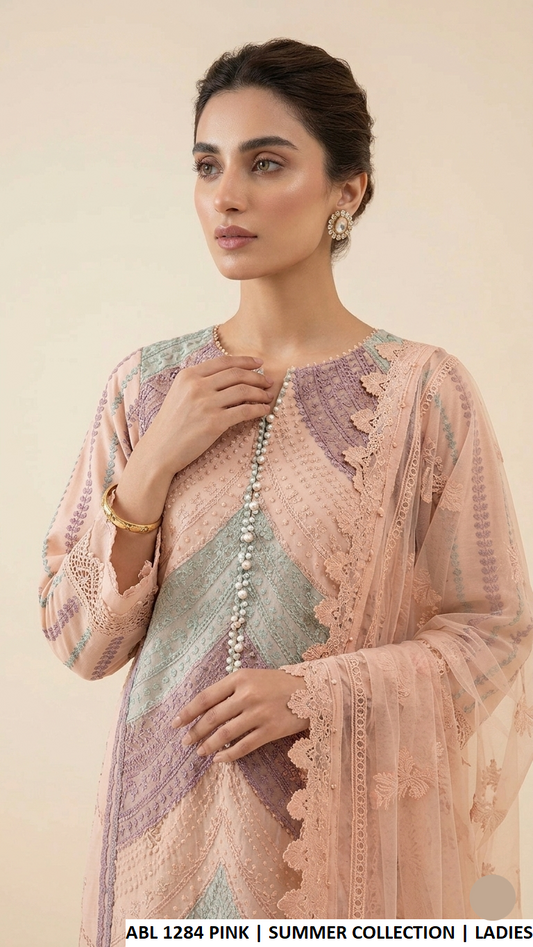 Pink cotton Pakistani women's straight shirt with plazo side view