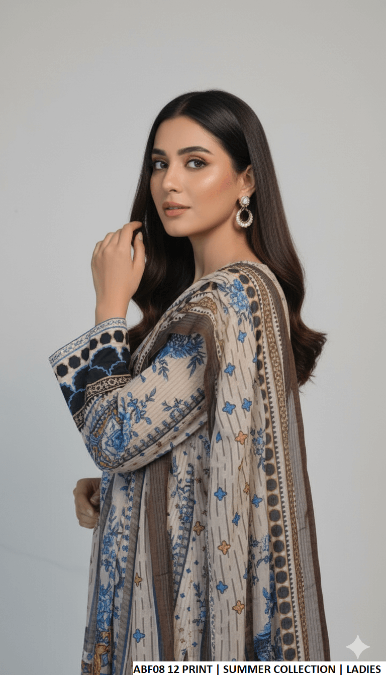 Pakistani women's lawn straight printed casual shirt side view