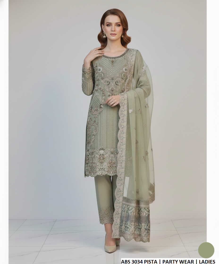 ABS 3034 PISTA Pakistani women's chiffon outfit detail view