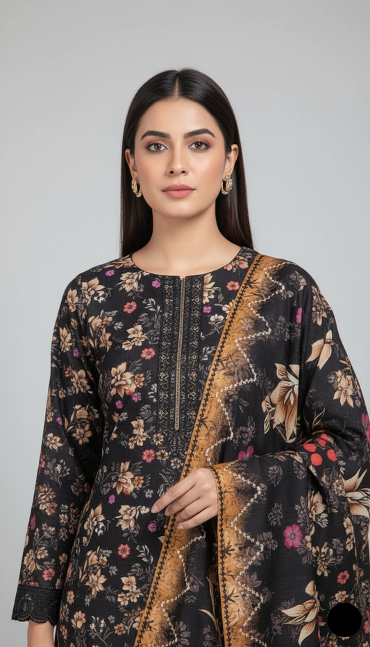 Pakistani women's lawn A-Line printed casual shirt side view