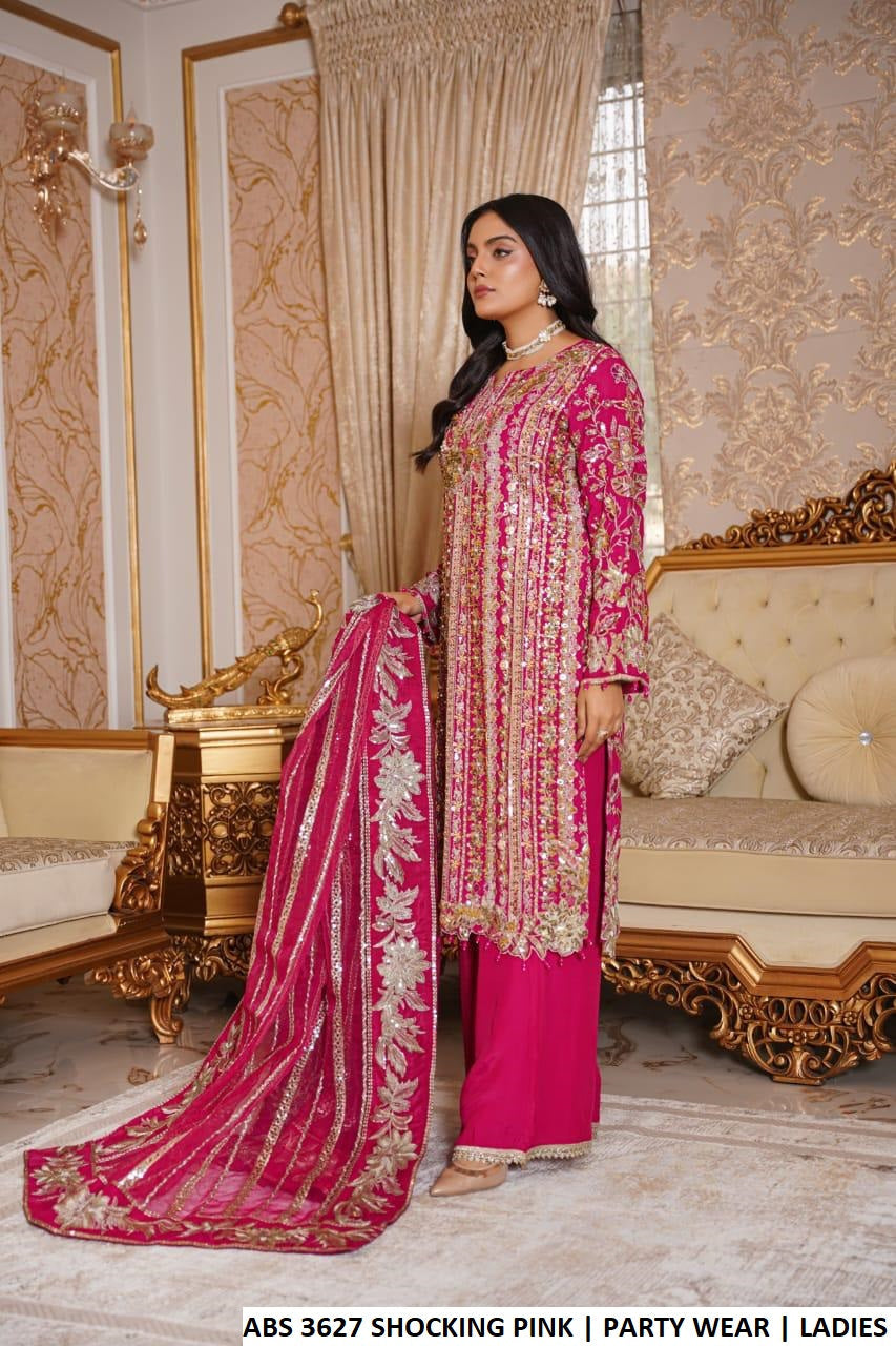 Pakistani women's shocking pink grip straight shirt plazo back view