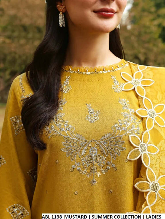Mustard yellow cotton Pakistani women's straight casual shirt side view