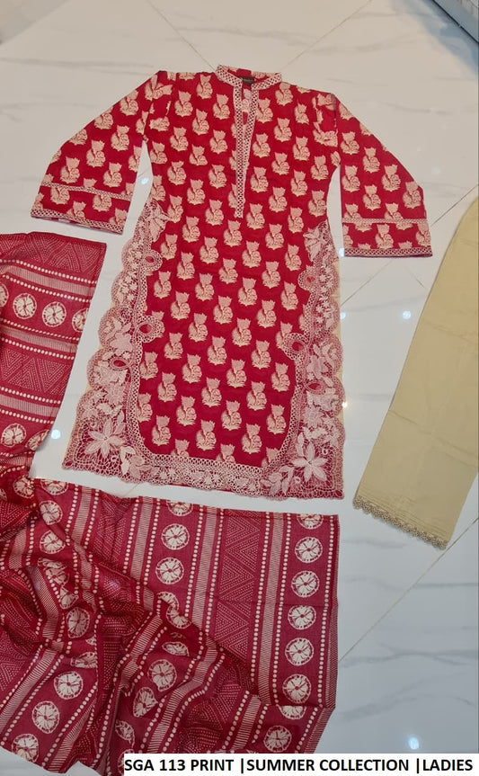 Pakistani women's lawn A-Line printed casual shirt back view