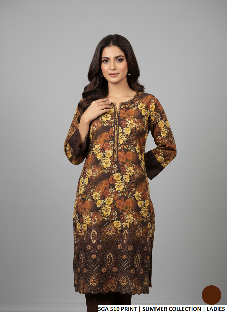 Pakistani women's lawn straight printed casual outfit back view