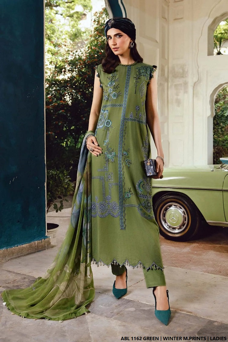 Printed lawn straight shirt - Pakistani women's casual summer outfit with lawn trouser and digital print dupatta front view