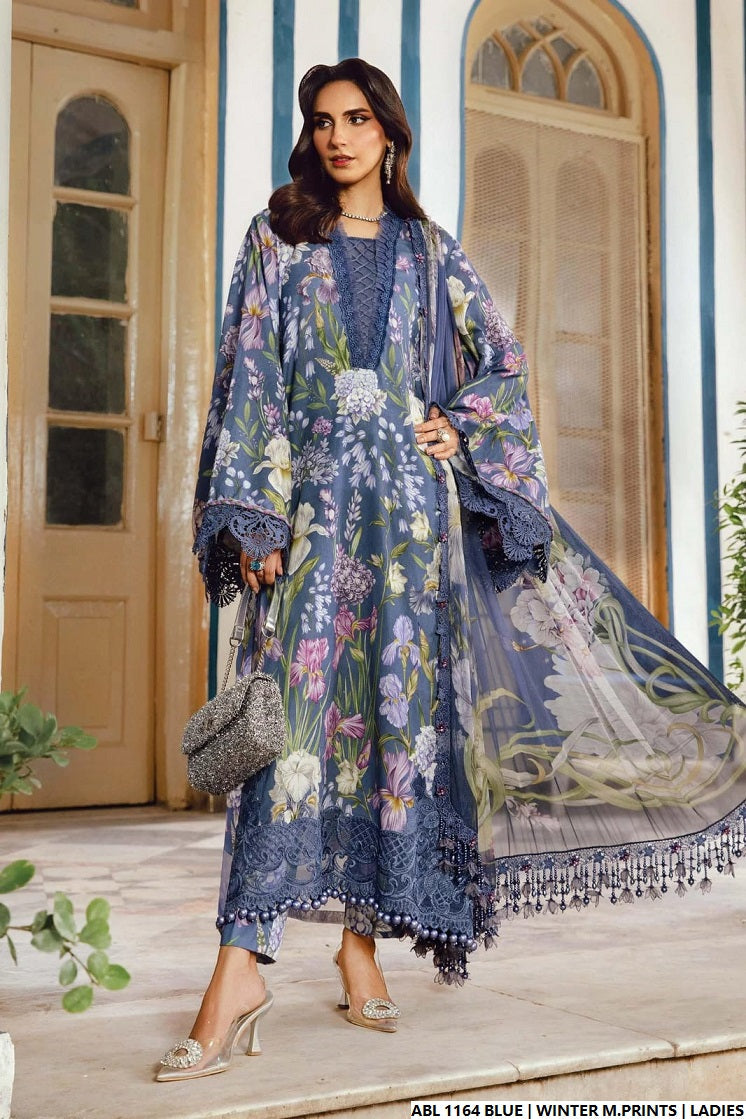 Printed lawn straight shirt - Pakistani women's casual summer outfit with lawn trouser and digital print dupatta front view