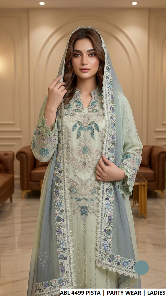 ABL 4499 LITE PISTA - Pista Chiffon Straight 3-Piece Women's Pakistani Suit