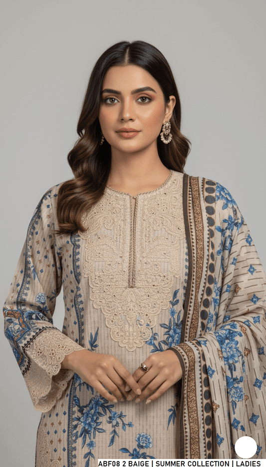 Pakistani women's lawn straight printed casual shirt side view
