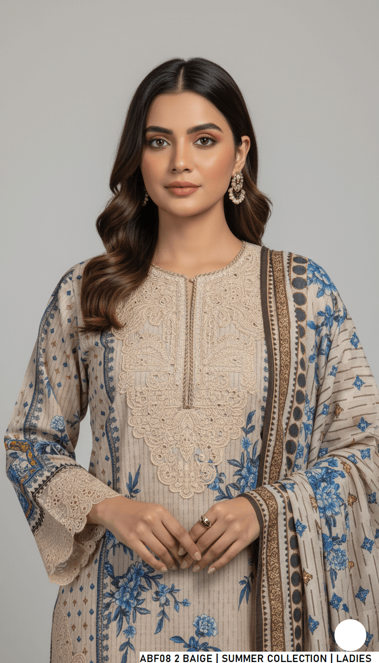 Pakistani women's lawn straight printed casual shirt side view