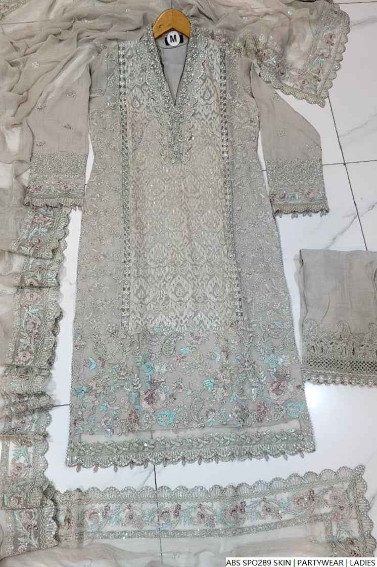 Pakistani women's skin chiffon straight shirt plazo full view