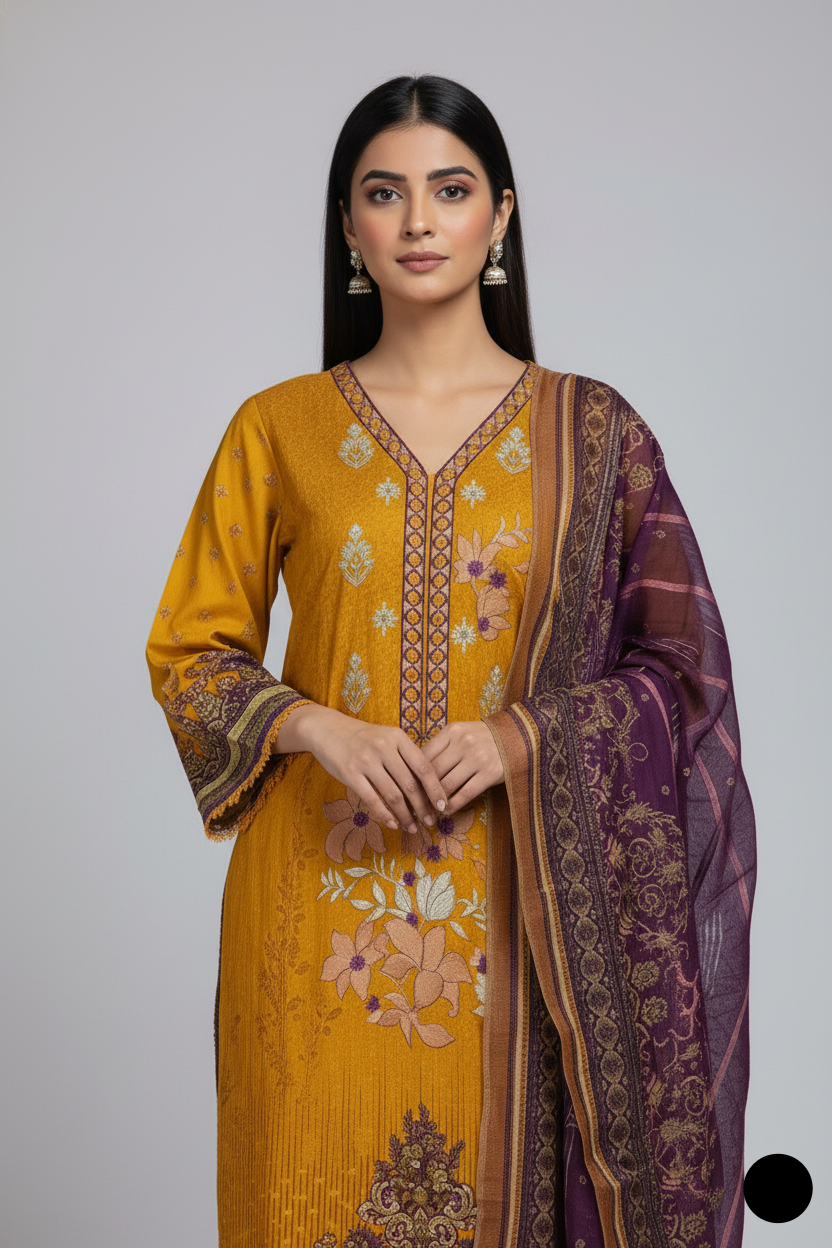 SG15 52 PRT Lawn women's straight shirt Pakistani summer outfit side view