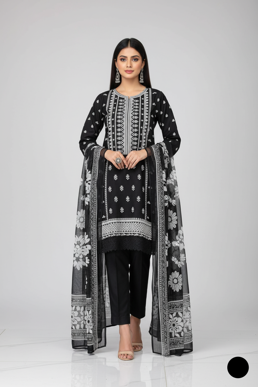 Lawn A-Line suit SG15 69 - Pakistani women's summer dress with digital printed dupatta front view