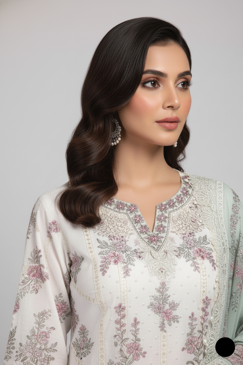 ABL 4076 - Elegant A-line Chiffon 3-Piece Women's Pakistani Suit