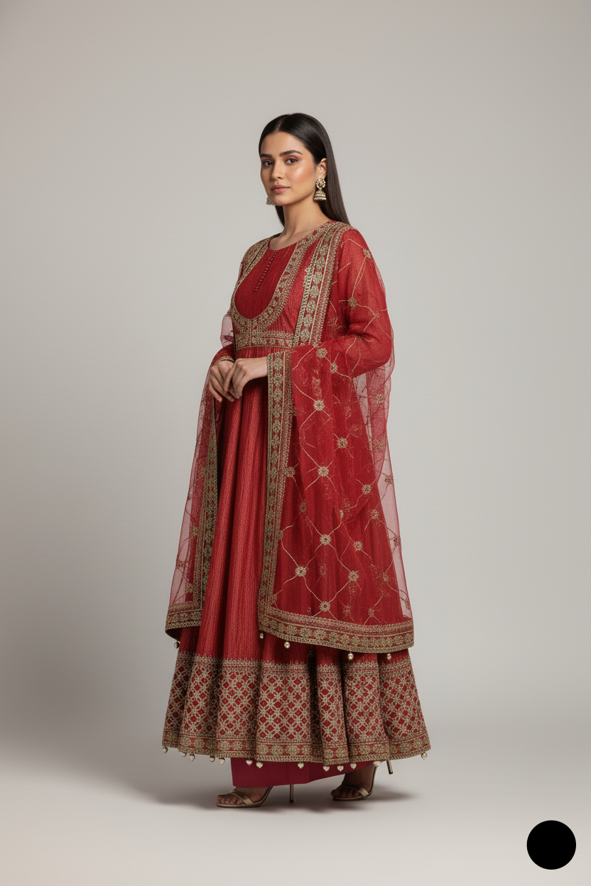 ABL 3886 Pakistani women's crush masuri A-Line dress back view