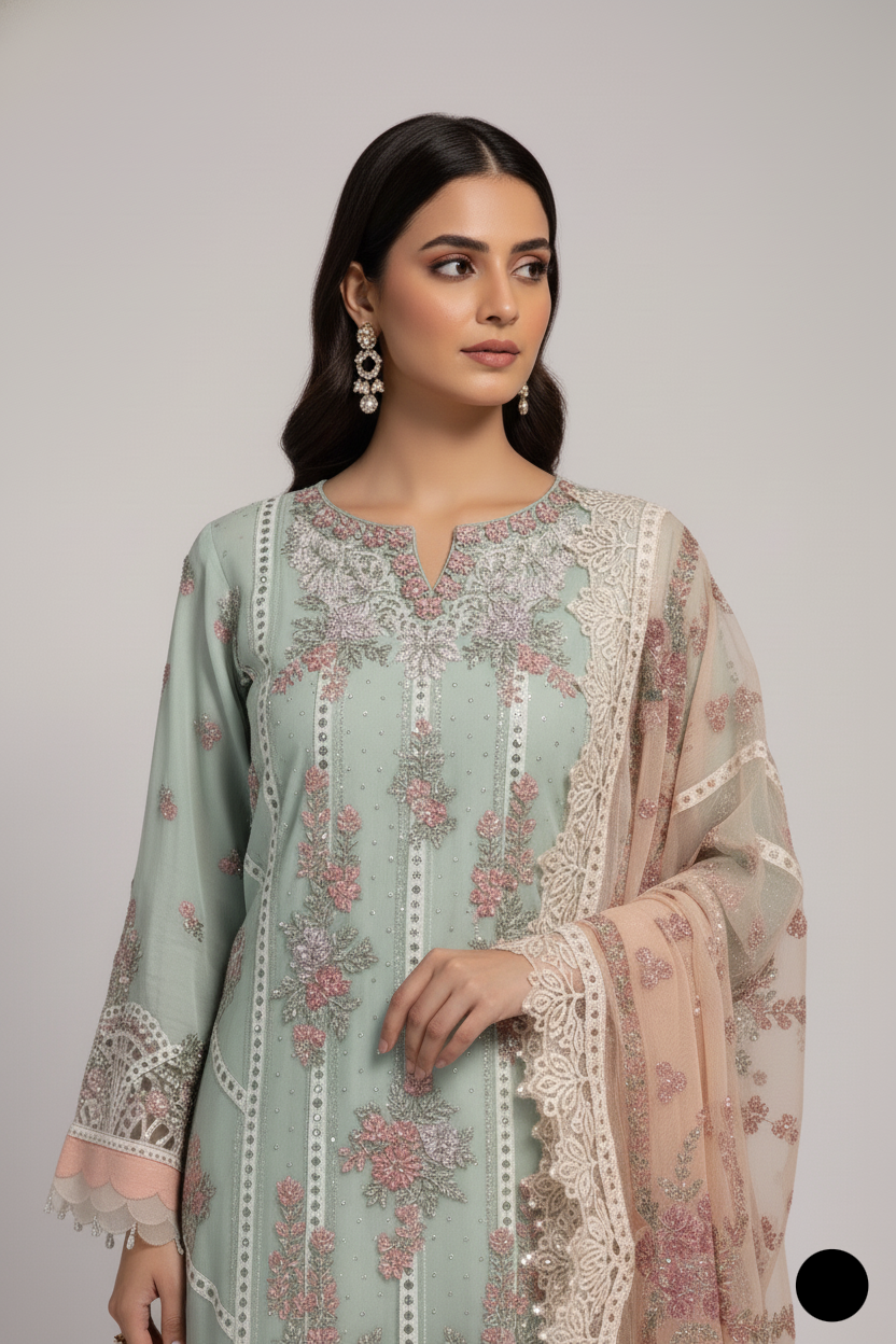 ABL 4076 - Elegant A-line Chiffon 3-Piece Women's Pakistani Suit