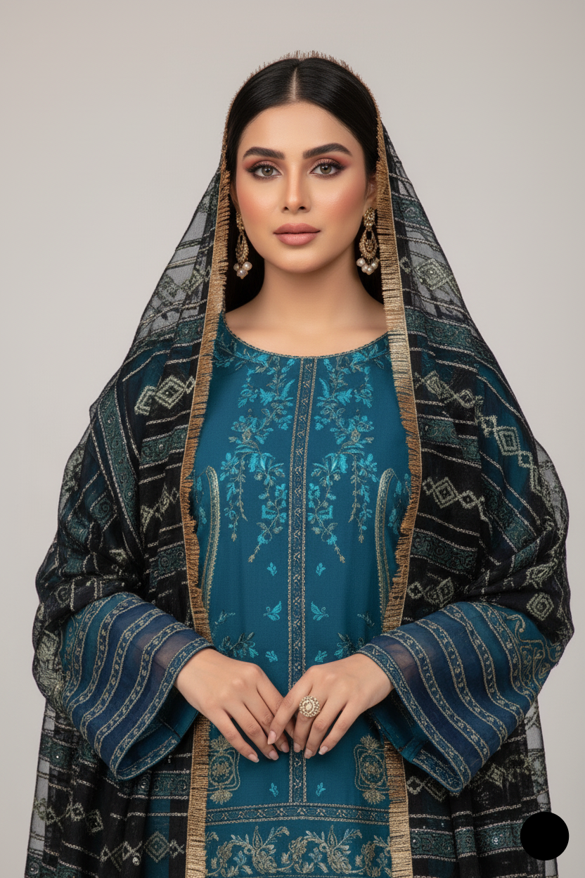 ABS 3100 chiffon Pakistani women's straight shirt side view
