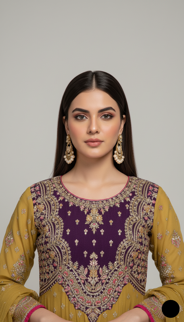 ABS 3028 chiffon Pakistani women's long maxi side view