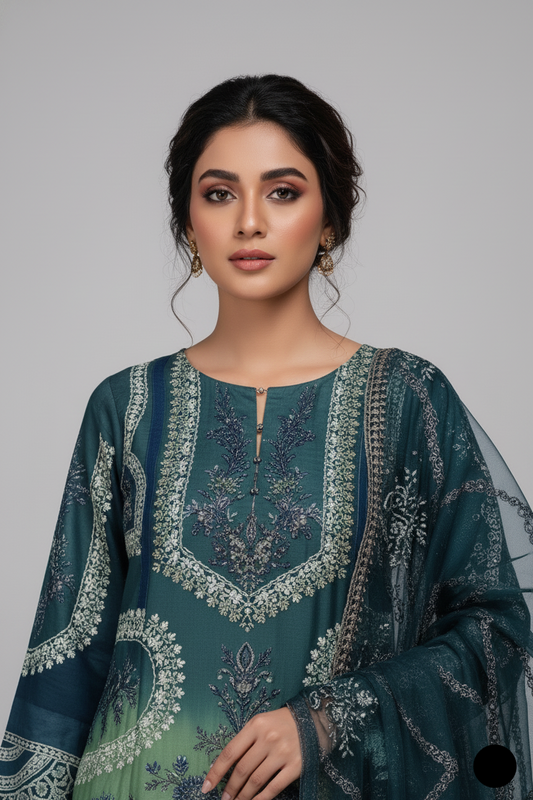 PNW 6265 chiffon Pakistani women's straight shirt with plazo side view