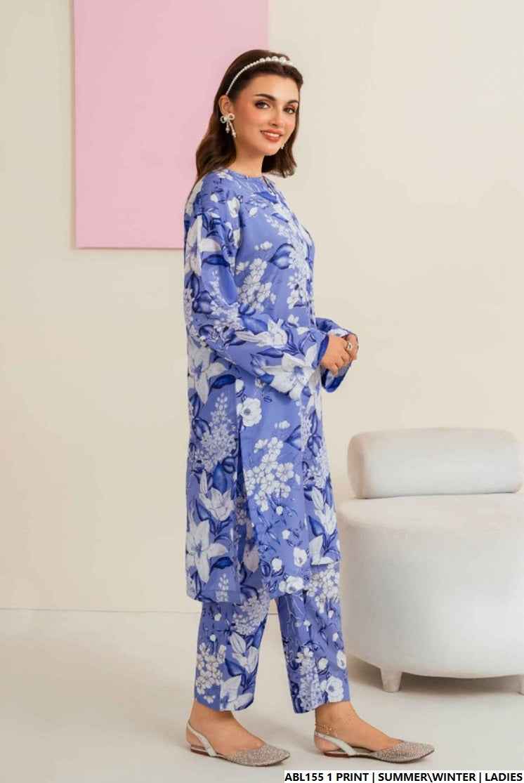 Pakistani women's lawn 2-piece printed casual suit back view