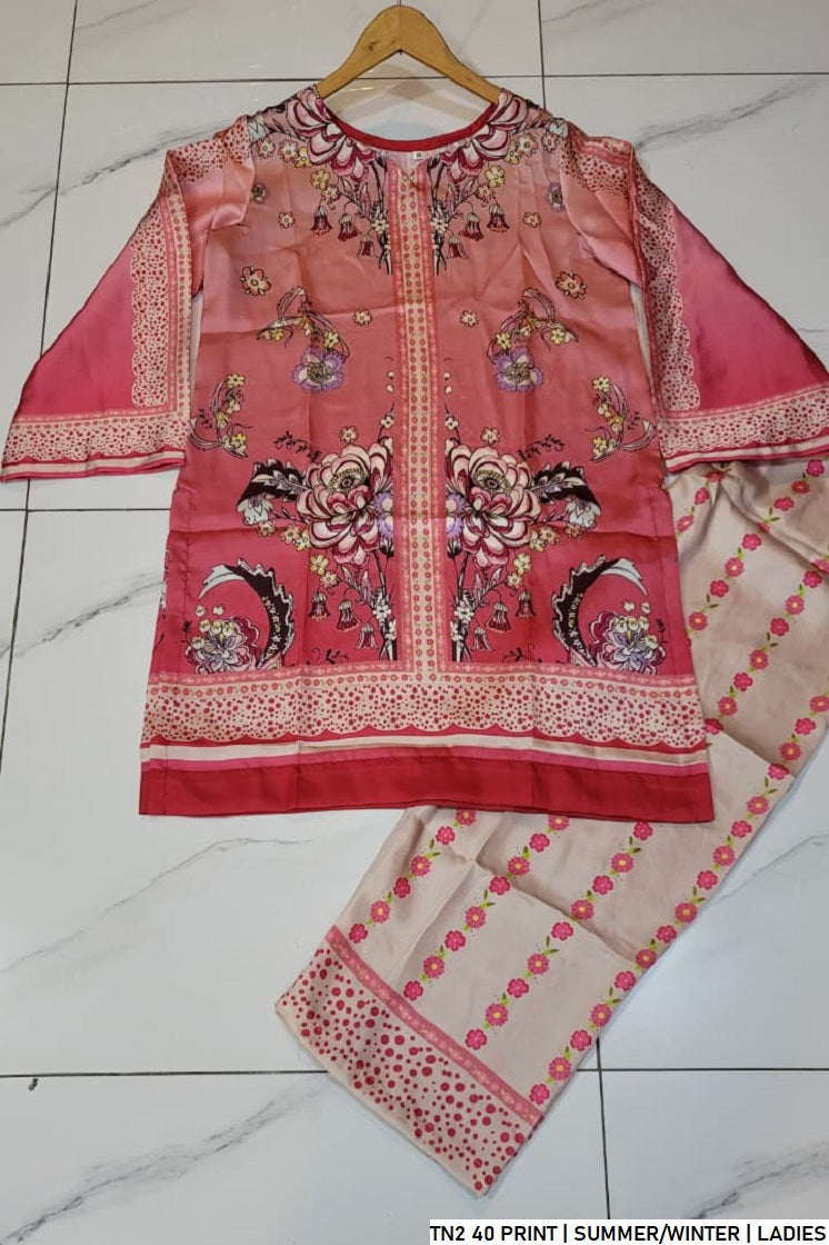 Pakistani women's lawn 2-piece printed casual suit side view