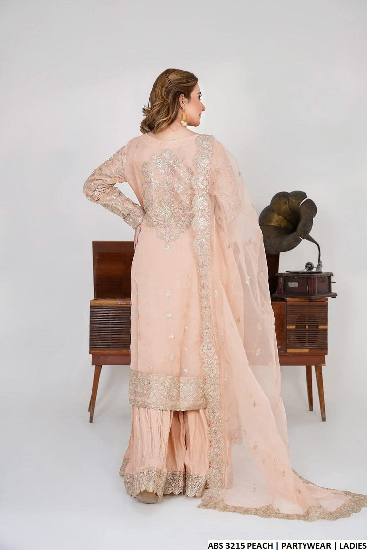 ABS 3215 Pakistani women's chiffon outfit with organza dupatta full view