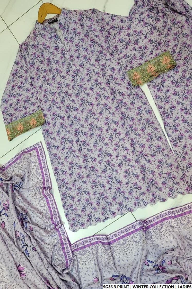 Pakistani women's lawn A-Line printed casual outfit back view