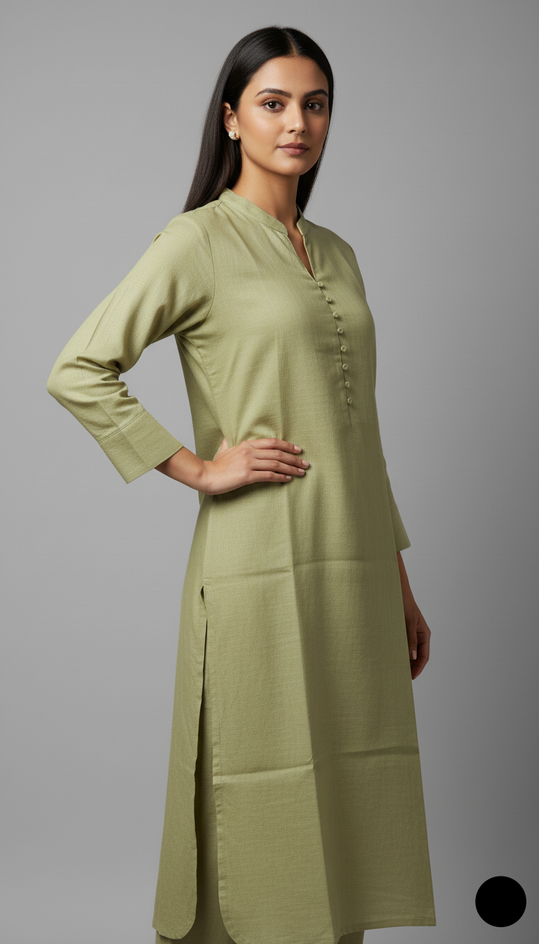 Fawn khaddar Pakistani women's 2-piece casual winter suit back view