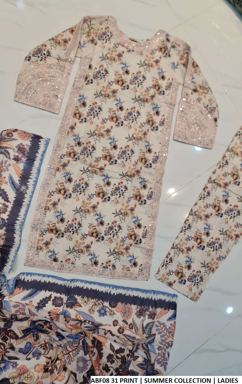 Pakistani women's lawn straight printed casual outfit back view