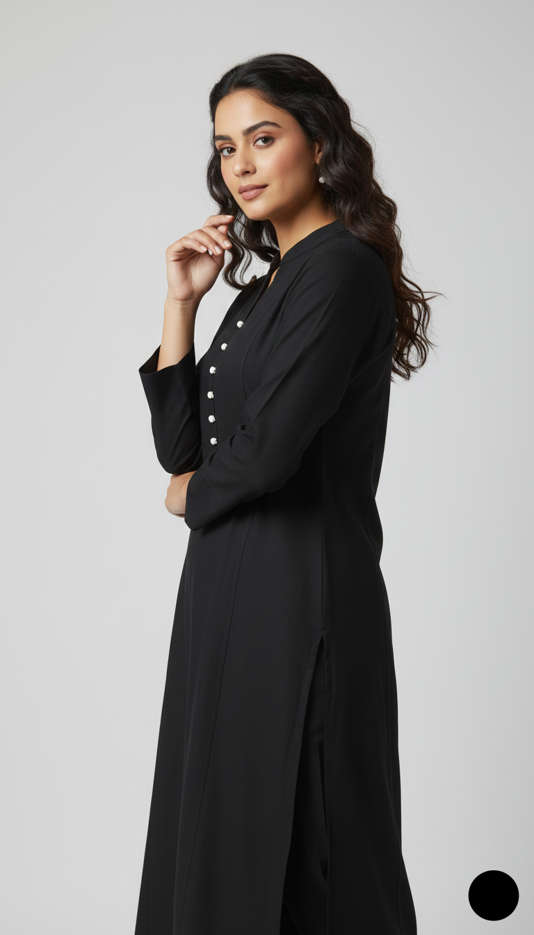 Black lawn Pakistani women's 2-piece casual summer suit side view