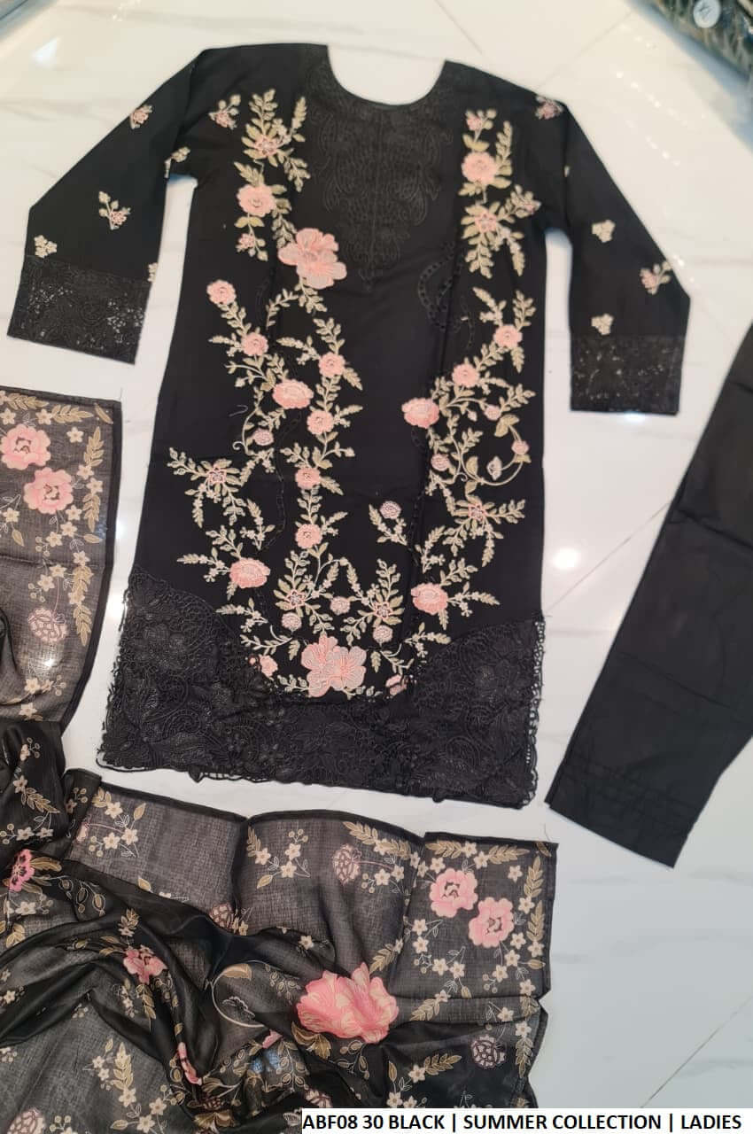 Pakistani women's black cotton casual straight shirt back view